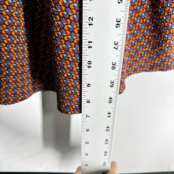 LuLaRoe Midi Dress Womens Size L Purple Orange Short Sleeve Fit Flare Scoop Neck - Picture 7 of 8